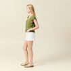 Blouse manches courtes nouée vert kaki femme