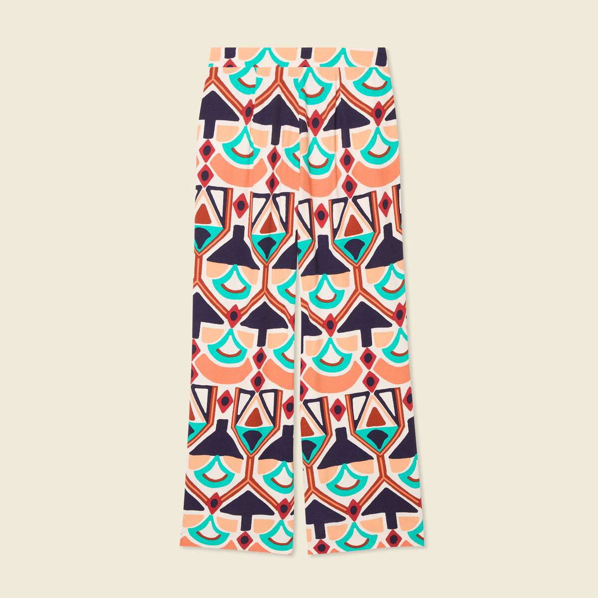 Pantalon large fluide orange femme