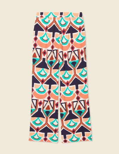 Pantalon large fluide orange femme