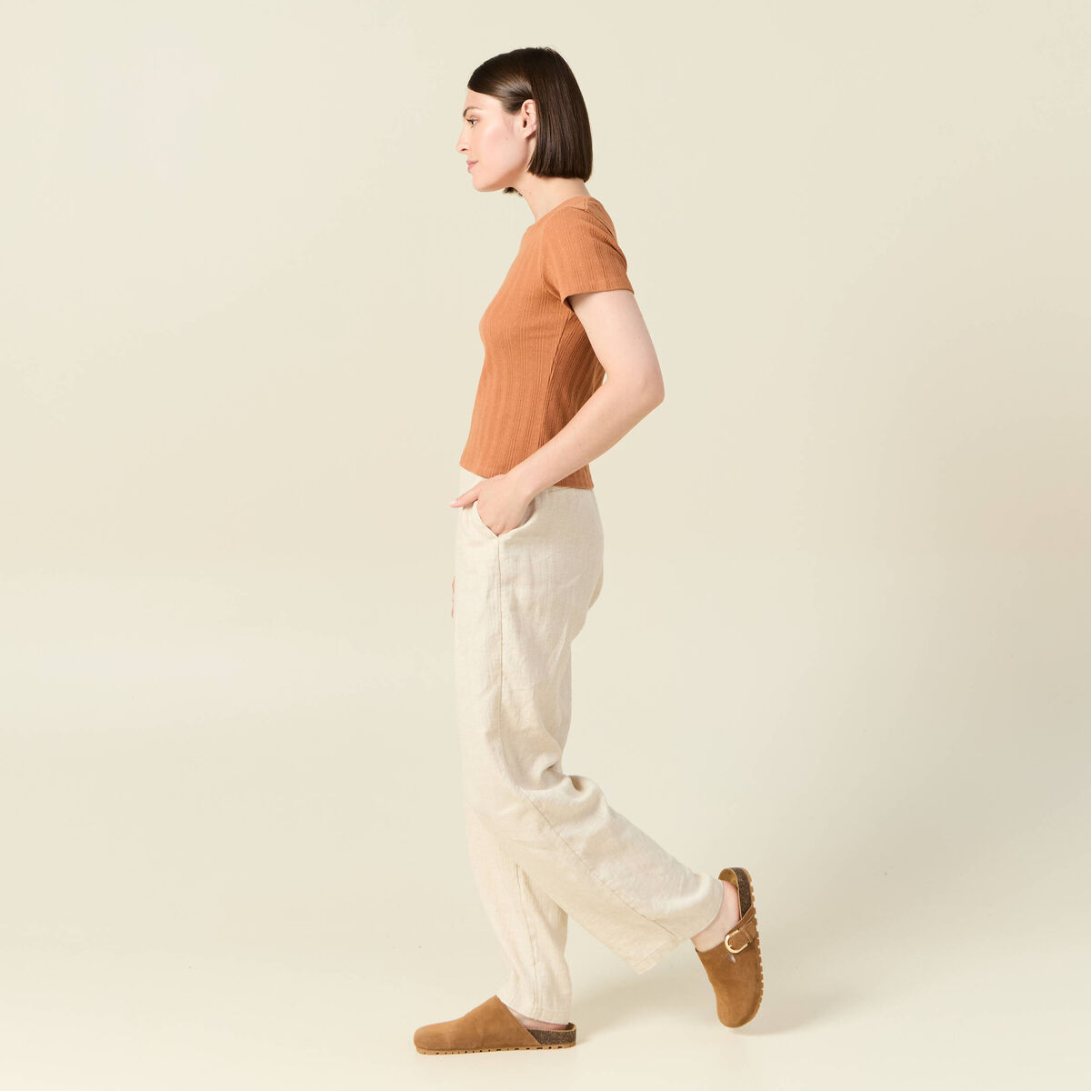 T-shirt manches courtes terracotta femme
