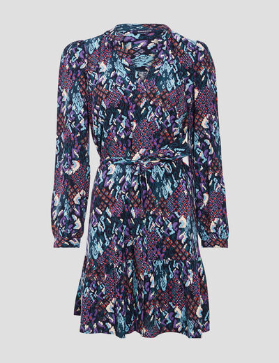 Robe droite ceinturée vert émeraude femme