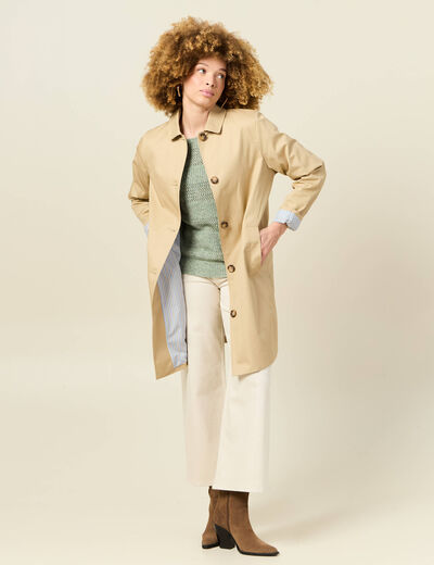 Trench long doublé beige femme