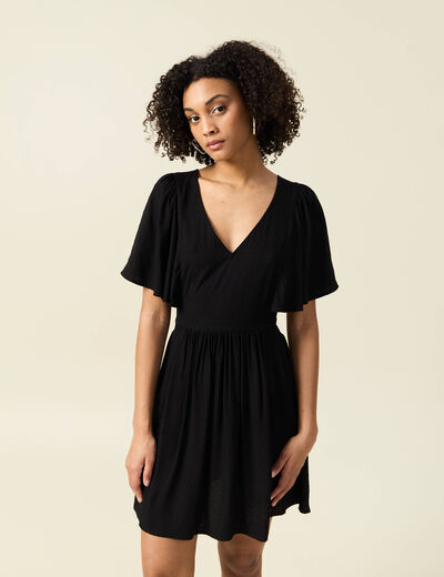 Robe trapèze fluide noir femme