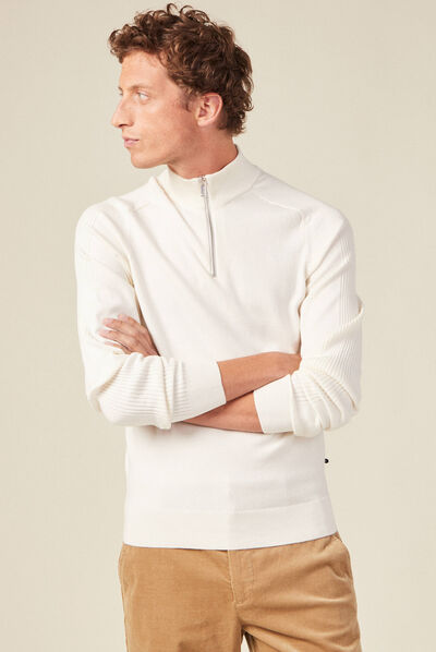 Pull manches longues ecru homme