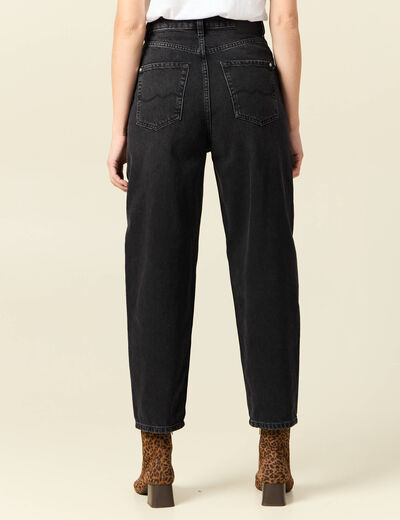 Jeans barrel taille haute denim noir femme