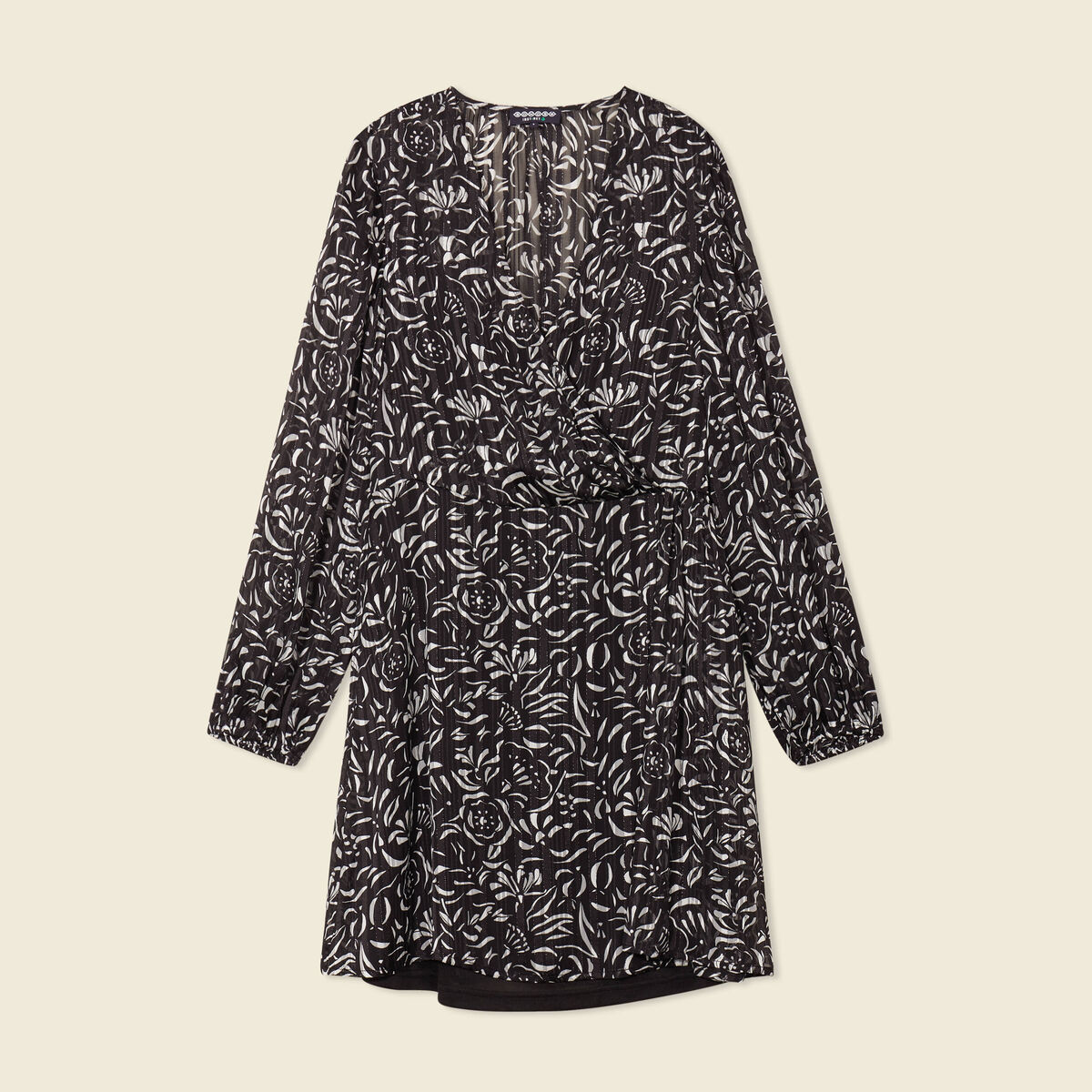 Robe évasée manches longues noir femme