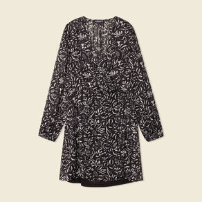 Robe évasée manches longues noir femme