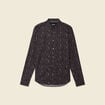 Chemise cintr&eacute;e en coton manches longues noir homme