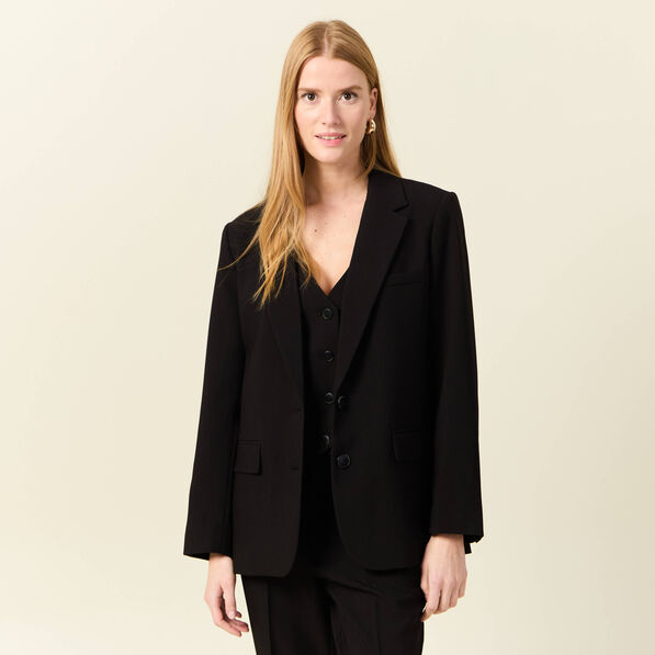 Veste blazer droite noir femme