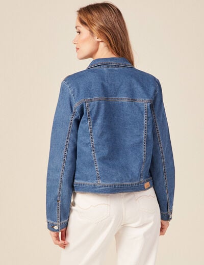 Veste ajust&eacute;e en jeans manches longues denim stone femme