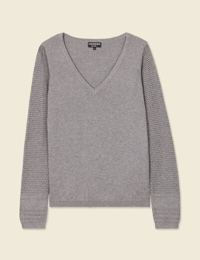 Pull à manches longues gris foncé femme