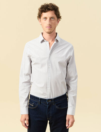 Chemise manches longues gris fonc&eacute; homme