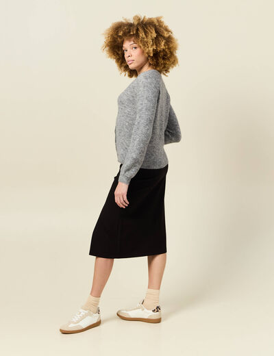 Gilet manches longues ajouré gris clair femme