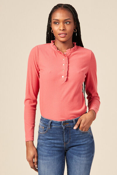 T-shirt manches longues terracotta femme