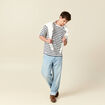 T-shirt oversize brodé en coton blanc homme
