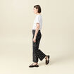 Pantalon large cropped taille haute bleu marine femme
