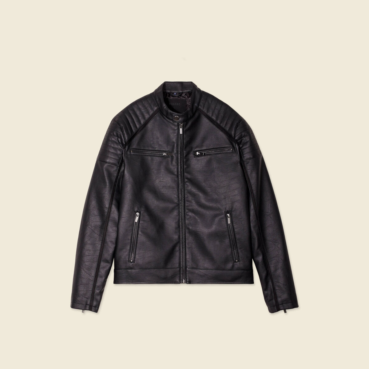Veste biker simili cuir noir homme