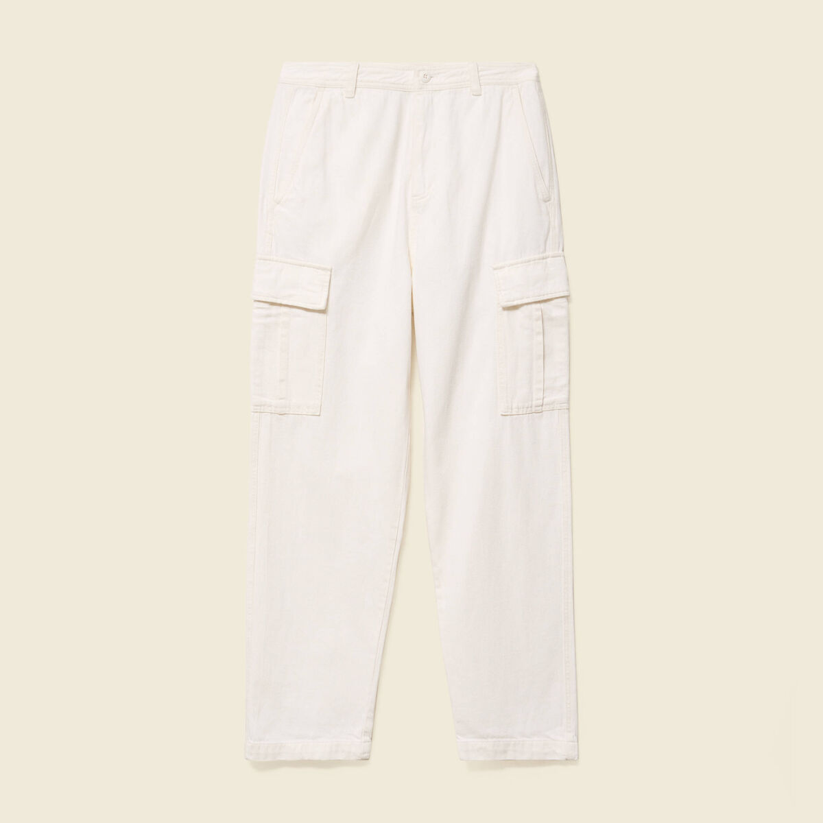 Pantalon cargo large longueur 32 ecru homme