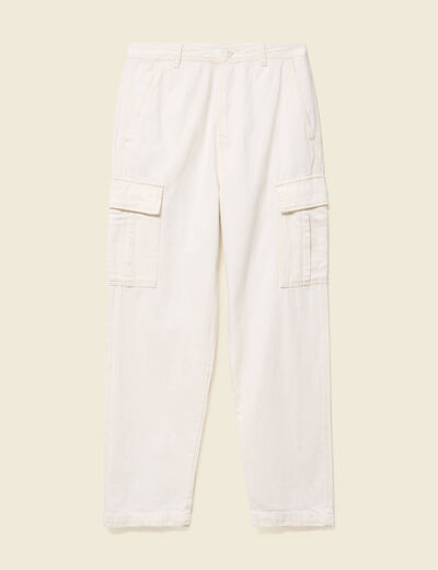 Pantalon cargo large longueur 32 ecru homme