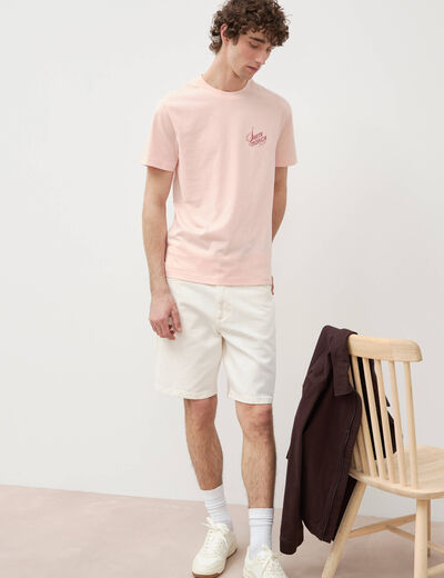 Bermuda en jean coton denim blanc homme