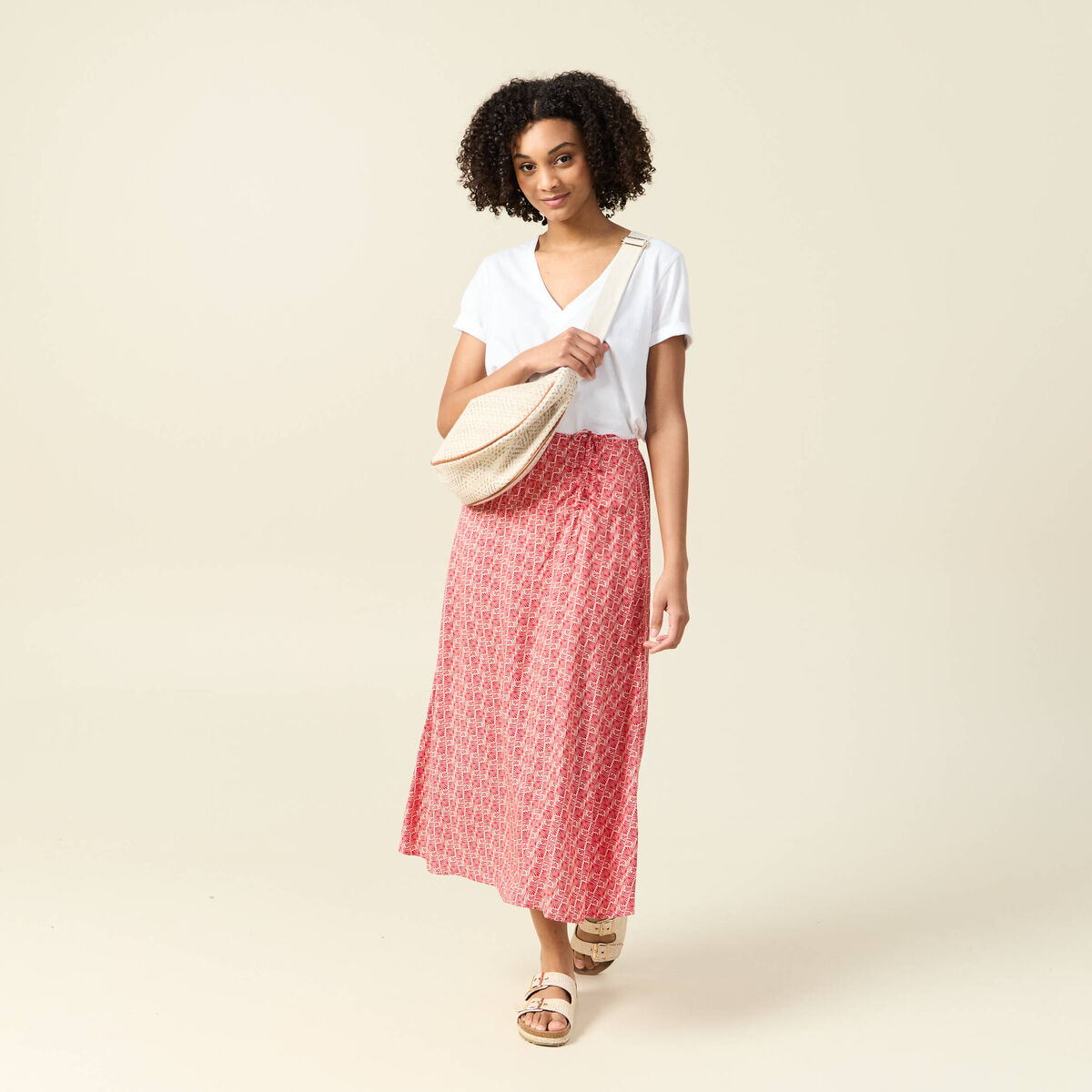 Jupe longue portefeuille rouge femme