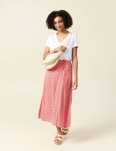 Jupe longue portefeuille rouge femme