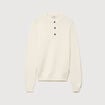 Pull droit col mao manches longues ecru homme