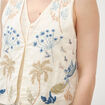 Gilet sans manches col v broderie ecru femme