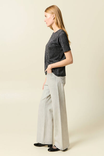 T-shirt manches courtes gris foncé femme