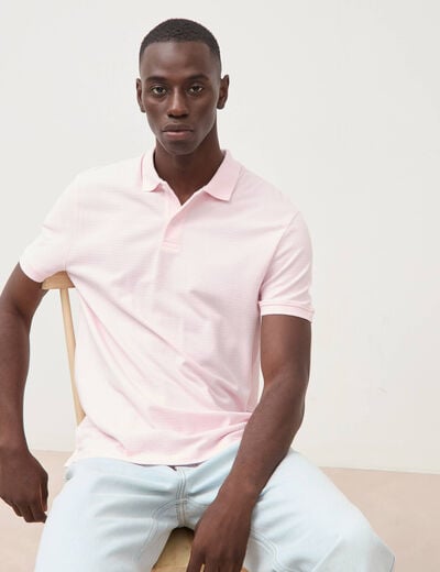 Polo cintr&eacute; en coton manches courtes rose homme
