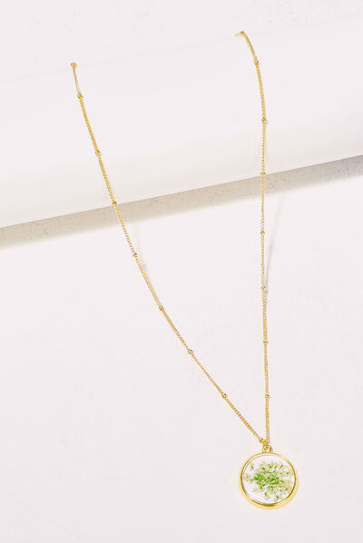 Collier avec pendentif résine couleur or femme