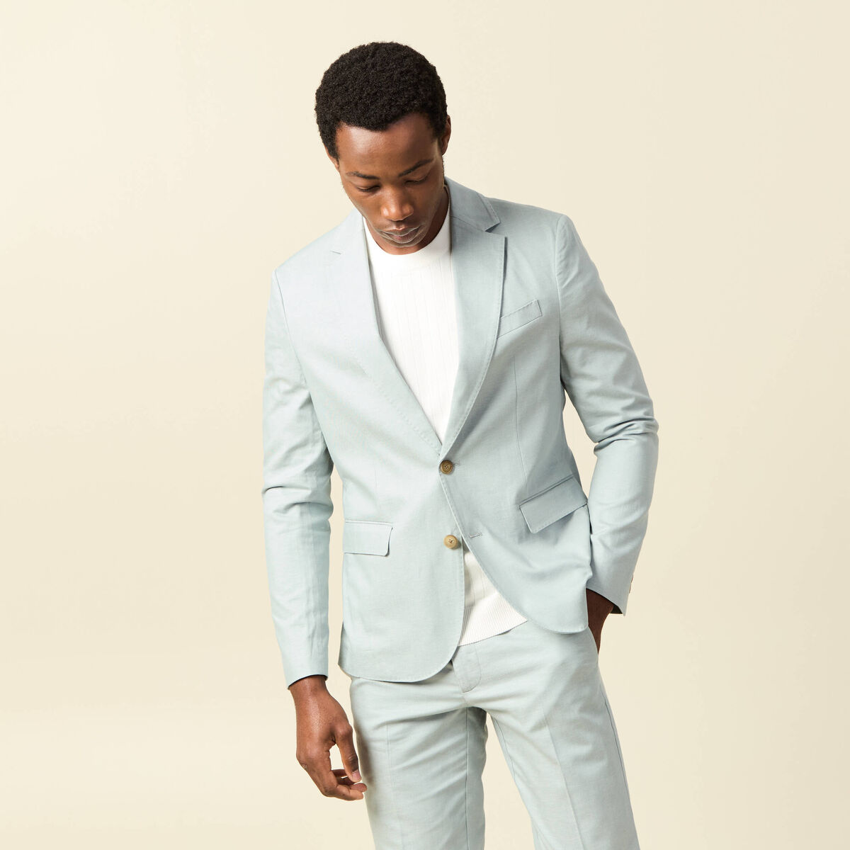 Blazer manches longues col classique vert clair homme