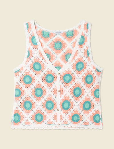 Débardeur en crochet vert clair femme