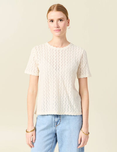 T-shirt manches courtes ecru femme