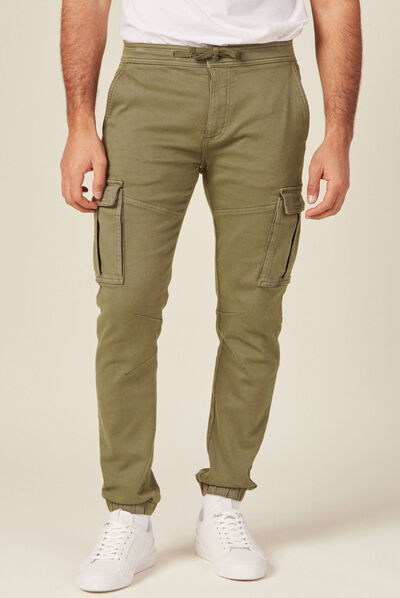 Pantalon battle bas resserré vert kaki homme