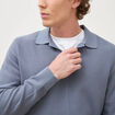 Pull droit col polo manches longues bleu gris homme