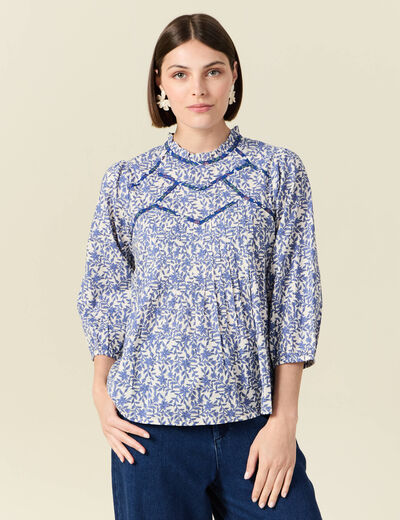 Blouse manches 3/4 blanc femme