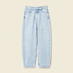 Jeans slouchy taille haute en coton denim bleach femme