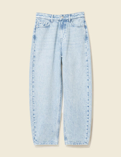 Jeans slouchy taille haute en coton denim bleach femme