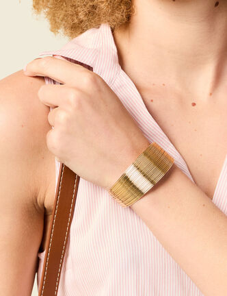 Bracelet large couleur or femme