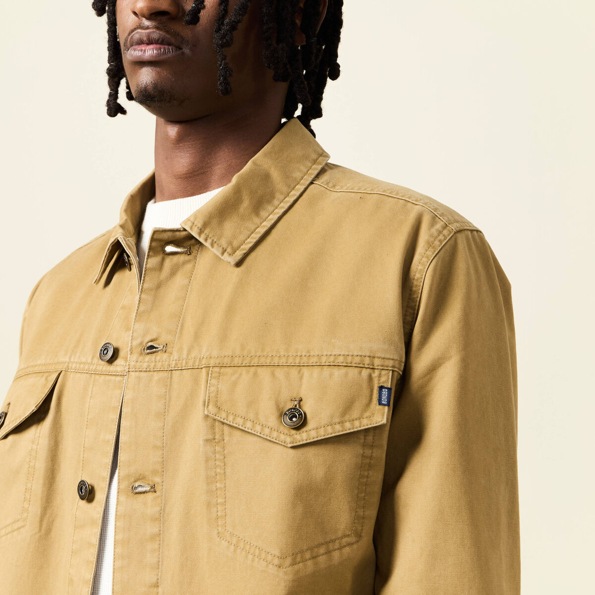 Blouson boutonné camel homme
