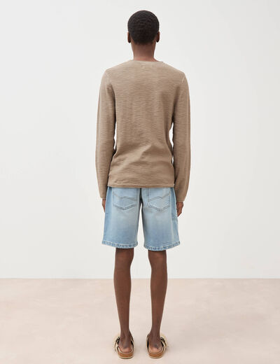 Pull manches longues taupe homme