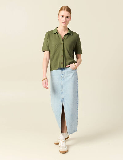 Polo éco-responsable vert kaki femme