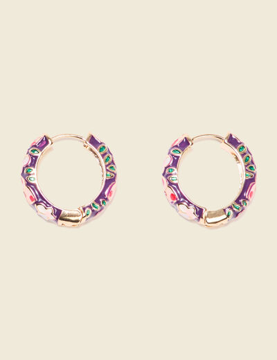 Boucles d'oreilles créoles violet femme