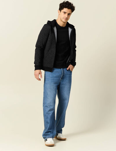 Gilet manches longues zippé noir homme