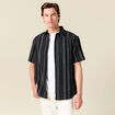 Chemise ray&eacute;e manches courtes noir homme