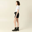 Short similicuir ceinturé noir femme