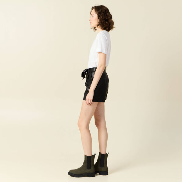 short similicuir ceinture noir femme Short similicuir ceinturé noir femme