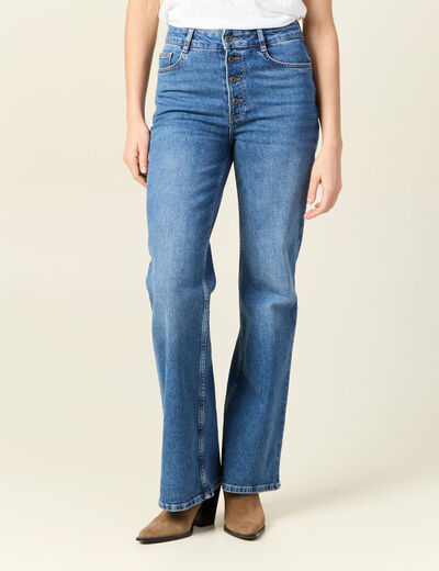 Jeans flare boutonné denim brut femme