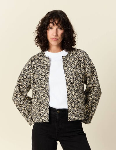 Gilet matelassé col rond noir femme